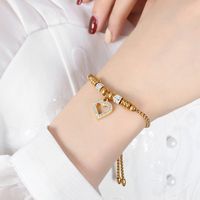 Elegante Brillante Forma De Corazón Acero Titanio Encanto Embutido Circón Pulsera sku image 2