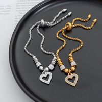 Elegant Shiny Heart Shape Titanium Steel Charm Inlay Zircon Bracelets main image 4