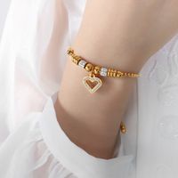 Elegant Shiny Heart Shape Titanium Steel Charm Inlay Zircon Bracelets main image 3