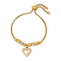 Elegante Brillante Forma De Corazón Acero Titanio Encanto Embutido Circón Pulsera main image 2