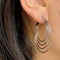 1 Pair Streetwear Geometric Plating Stainless Steel Hoop Earrings main image 3