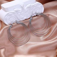 1 Pair Streetwear Geometric Plating Stainless Steel Hoop Earrings main image 6
