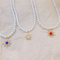 Elegant Sun Artificial Pearl Alloy Beaded Plating Inlay Artificial Gemstones Women's Pendant Necklace main image 5