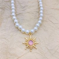 Elegant Sun Artificial Pearl Alloy Beaded Plating Inlay Artificial Gemstones Women's Pendant Necklace main image 4