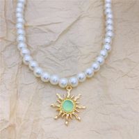 Elegant Sun Artificial Pearl Alloy Beaded Plating Inlay Artificial Gemstones Women's Pendant Necklace sku image 4