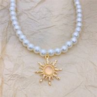 Elegant Sun Artificial Pearl Alloy Beaded Plating Inlay Artificial Gemstones Women's Pendant Necklace sku image 1