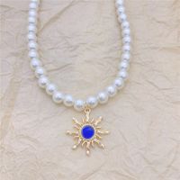 Elegant Sun Artificial Pearl Alloy Beaded Plating Inlay Artificial Gemstones Women's Pendant Necklace sku image 5