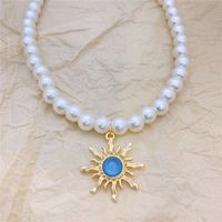 Elegant Sun Artificial Pearl Alloy Beaded Plating Inlay Artificial Gemstones Women's Pendant Necklace sku image 7