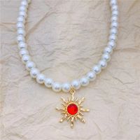 Elegant Sun Artificial Pearl Alloy Beaded Plating Inlay Artificial Gemstones Women's Pendant Necklace sku image 6