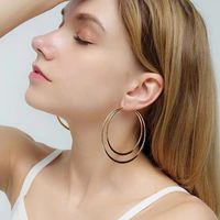 1 Pair Streetwear Double Ring Solid Color Plating Stainless Steel Hoop Earrings main image 1