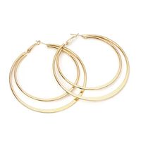 1 Pair Streetwear Double Ring Solid Color Plating Stainless Steel Hoop Earrings main image 4