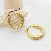 1 Pair Streetwear Solid Color Plating Stainless Steel Hoop Earrings main image 6