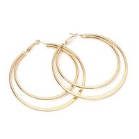 1 Pair Streetwear Double Ring Solid Color Plating Stainless Steel Hoop Earrings main image 2