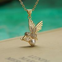 Simple Style Commute Dragonfly Copper Plating Inlay Zircon 18k Gold Plated Pendant Necklace sku image 1