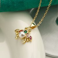 Simple Style Commute Dragonfly Copper Plating Inlay Zircon 18k Gold Plated Pendant Necklace sku image 2