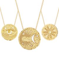 201 Stainless Steel 304 Stainless Steel Gold Plated Retro Simple Style Plating Hollow Out Sun Moon Pendant Necklace main image 1