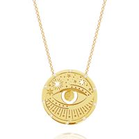 201 Stainless Steel 304 Stainless Steel Gold Plated Retro Simple Style Plating Hollow Out Sun Moon Pendant Necklace main image 6