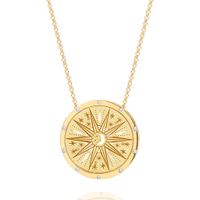 201 Stainless Steel 304 Stainless Steel Gold Plated Retro Simple Style Plating Hollow Out Sun Moon Pendant Necklace main image 5