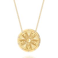 201 Stainless Steel 304 Stainless Steel Gold Plated Retro Simple Style Plating Hollow Out Sun Moon Pendant Necklace sku image 2