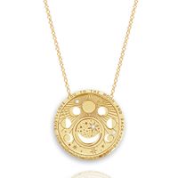 201 Stainless Steel 304 Stainless Steel Gold Plated Retro Simple Style Plating Hollow Out Sun Moon Pendant Necklace main image 3