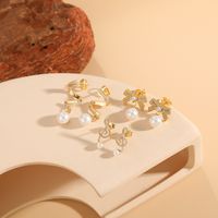 1 Pair Elegant Classic Style Bow Knot Asymmetrical Inlay Copper Zircon 14k Gold Plated Drop Earrings main image 5
