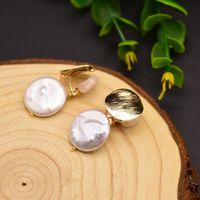 1 Pair Ethnic Style Leaf Square Oval Natural Stone Pearl Sterling Silver Earrings sku image 8