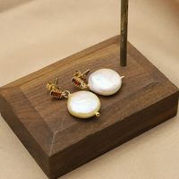 1 Paar Ethnischer Stil Blatt Quadrat Oval Ein Naturstein Perle Sterling Silber Ohrringe sku image 3