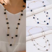 Simple Style Square Glass Ferroalloy Women's Layered Necklaces main image 4
