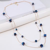 Simple Style Square Glass Ferroalloy Women's Layered Necklaces sku image 5