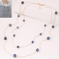 Simple Style Square Glass Ferroalloy Women's Layered Necklaces sku image 4