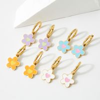 1 Pair Cute Flower Enamel Plating Stainless Steel Drop Earrings main image 1