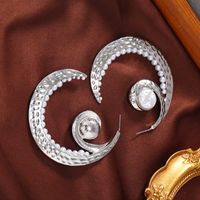 1 Pair Exaggerated Beach Moon Plating Inlay Synthetics Artificial Pearls Gold Plated Rhodium Plated Ear Studs main image 5