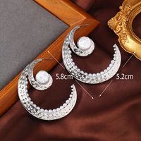 1 Pair Exaggerated Beach Moon Plating Inlay Synthetics Artificial Pearls Gold Plated Rhodium Plated Ear Studs main image 4