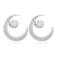 1 Pair Exaggerated Beach Moon Plating Inlay Synthetics Artificial Pearls Gold Plated Rhodium Plated Ear Studs main image 7
