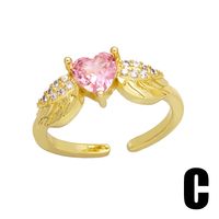 Artistic Heart Shape Copper Plating Inlay Zircon 18k Gold Plated Open Ring main image 4