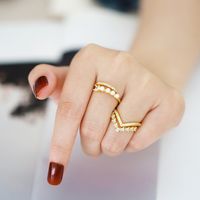 Ig Style Simple Style Round Copper Plating Inlay Pearl Zircon 18k Gold Plated Open Ring main image 5