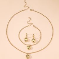 Elegant Heart Shape 14k Gold Plated Alloy Wholesale Bracelets Earrings Necklace main image 1