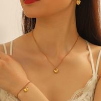 Elegant Heart Shape 14k Gold Plated Alloy Wholesale Bracelets Earrings Necklace main image 4