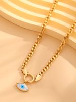 304 Stainless Steel 18K Gold Plated Retro Plating Inlay Palm Eye Butterfly Resin Rhinestones Shell Pendant Necklace main image 6