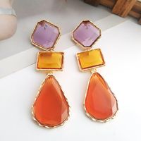 Vacation Square Water Droplets Alloy Inlay Acrylic Women's Drop Earrings sku image 1