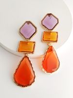 Vacation Square Water Droplets Alloy Inlay Acrylic Women's Drop Earrings main image 4