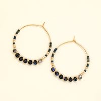 Vacation Round Glass Beaded Women's Hoop Earrings sku image 10