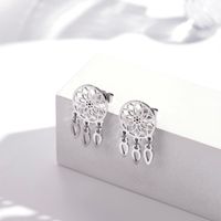 1 Pair Casual Simple Style Dreamcatcher Tassel Plating Hollow Out Titanium Steel Drop Earrings main image 5