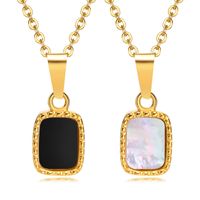 201 Stainless Steel 18K Gold Plated IG Style Vacation Simple Style Plating Solid Color Agate Shell Pendant Necklace main image 2