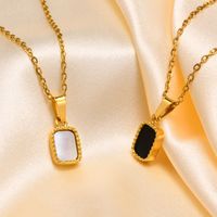201 Stainless Steel 18K Gold Plated IG Style Vacation Simple Style Plating Solid Color Agate Shell Pendant Necklace main image 5