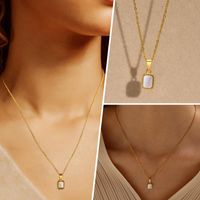 201 Stainless Steel 18K Gold Plated IG Style Vacation Simple Style Plating Solid Color Agate Shell Pendant Necklace main image 6