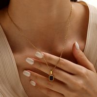 201 Stainless Steel 18K Gold Plated IG Style Vacation Simple Style Plating Solid Color Agate Shell Pendant Necklace main image 7