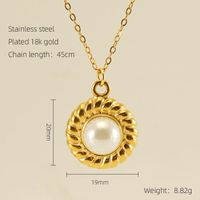 Stainless Steel 18K Gold Plated Retro Plating Inlay Oval Eye Gem Pearl Pendant Necklace Long Necklace sku image 3