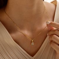 201 Stainless Steel 18K Gold Plated IG Style Vacation Simple Style Plating Solid Color Agate Shell Pendant Necklace sku image 1