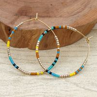 Vacation Round Colorful Glass Beaded Women's Hoop Earrings main image 5